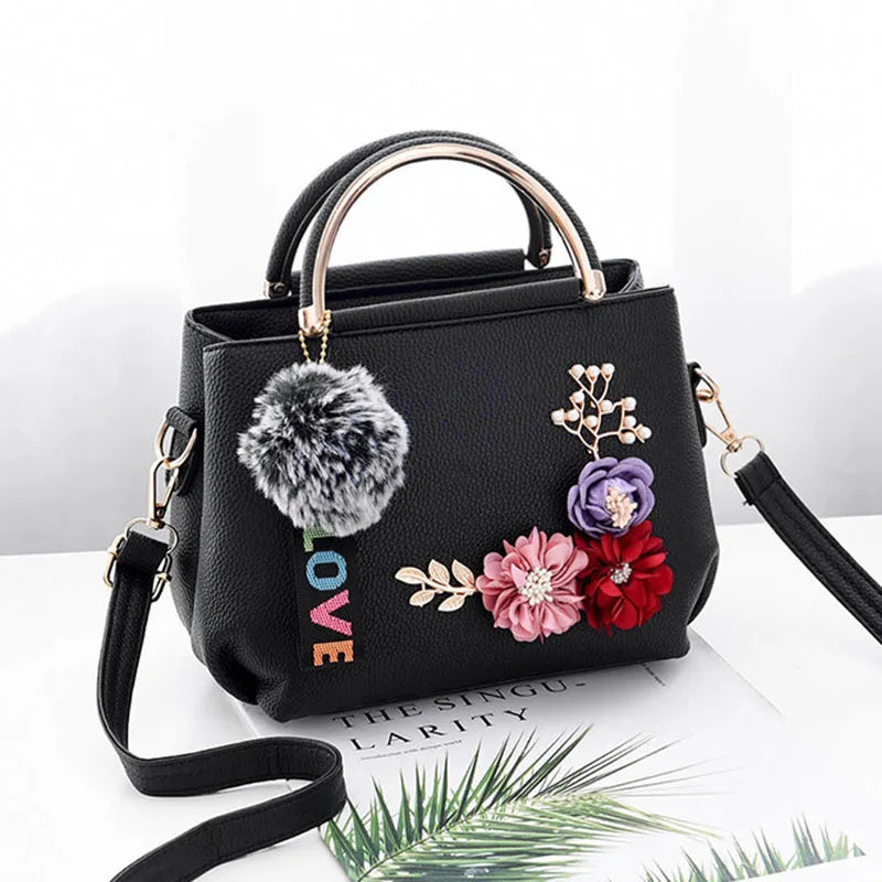 Flowers Crossbody Bag Vintage Small Shoulder Handbag Female Top-Handle