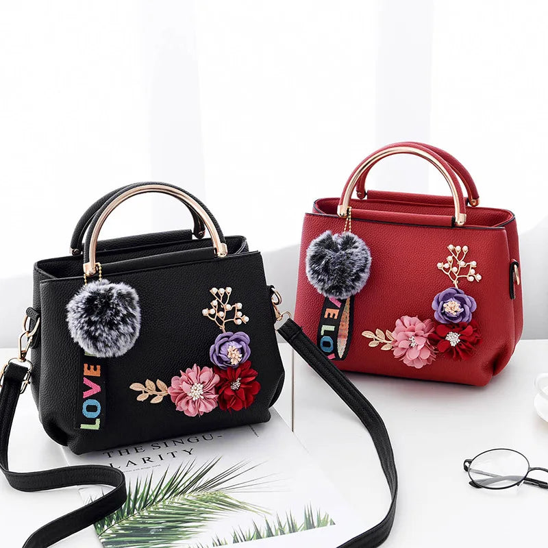 Flowers Crossbody Bag Vintage Small Shoulder Handbag Female Top-Handle