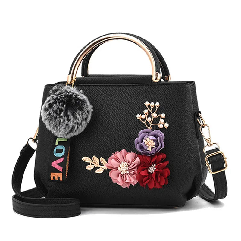 Flowers Crossbody Bag Vintage Small Shoulder Handbag Female Top-Handle