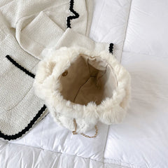 Faux Fur Shoulder Bag for Women Winter Chain Crossbody Tote Purse
