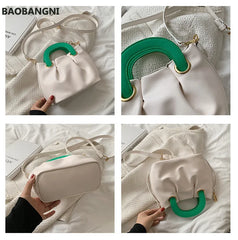 Fold Cloud Women Handbag Small PU Leather Shoulder Bags Short Handle Totes