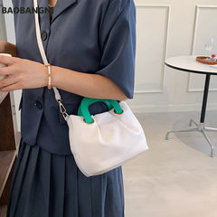 Fold Cloud Women Handbag Small PU Leather Shoulder Bags Short Handle Totes