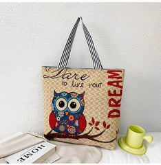 Flower Print Canvas Tote Bag for Women - Casual Graffiti Shoulder Bag