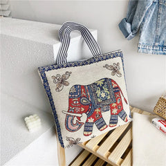 Flower Print Canvas Tote Bag for Women - Casual Graffiti Shoulder Bag