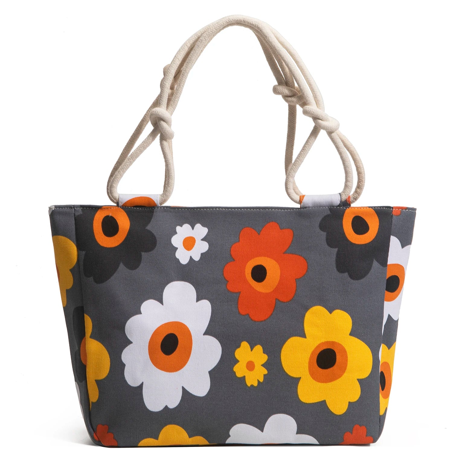 Floral Canvas Shoulder Bag Large Tote Handbag