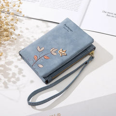 Fresh Flower Small Wallet Women Soft Leather Ladies Purses with Wristlet
