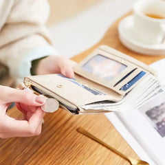 Fresh Flower Small Wallet Women Soft Leather Ladies Purses with Wristlet