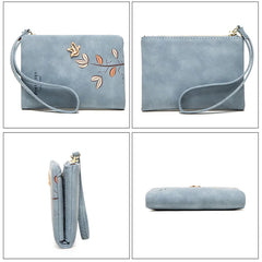 Fresh Flower Small Wallet Women Soft Leather Ladies Purses with Wristlet