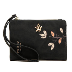 Fresh Flower Small Wallet Women Soft Leather Ladies Purses with Wristlet