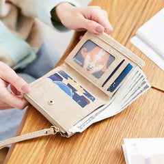 Fresh Flower Small Wallet Women Soft Leather Ladies Purses with Wristlet
