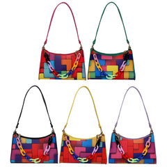 Geometric Hit Underarm Bags Leather Women Casual Handbag