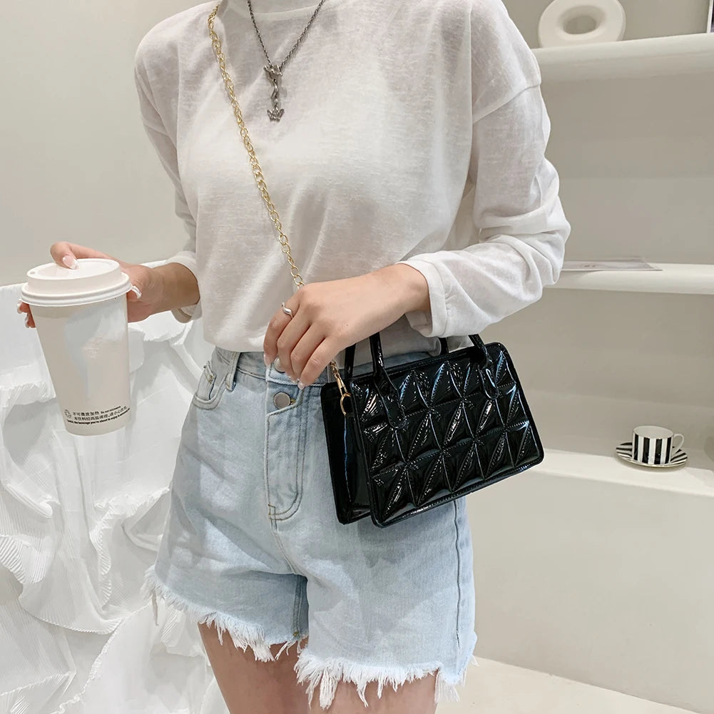 Geometric Pattern PU Leather Women Shoulder Crossbody Bags Casual Solid Ladies H