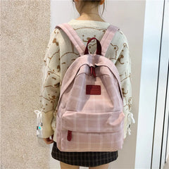 Striped Girl College School Backpack Travel Shoulder Bag Rucksack