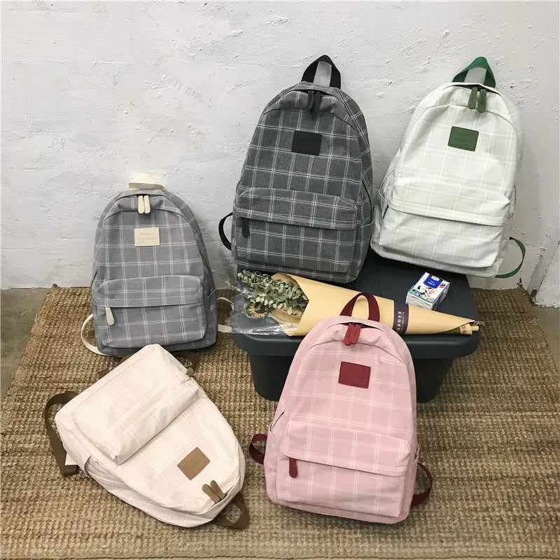 Striped Girl College School Backpack Travel Shoulder Bag Rucksack