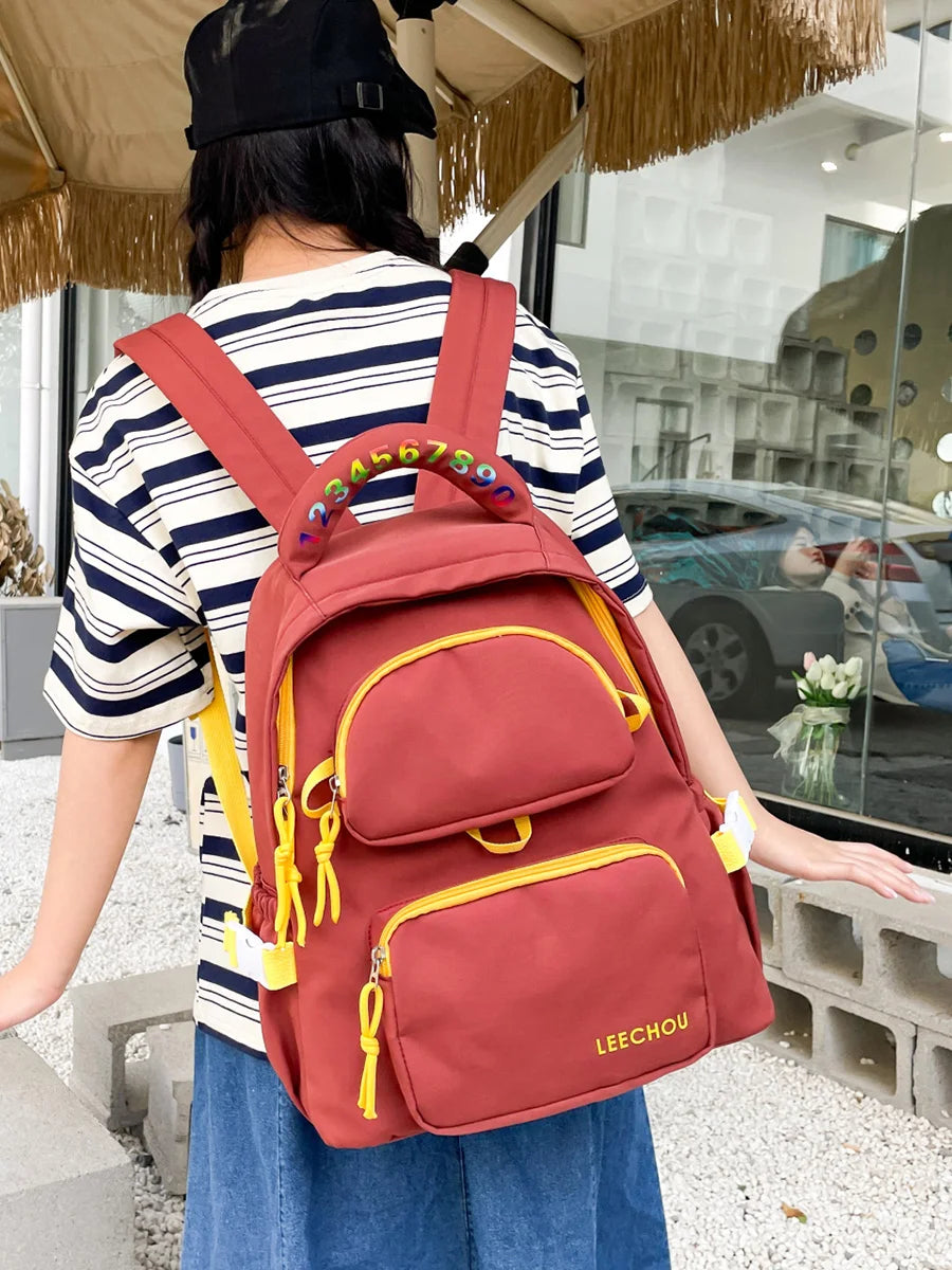 Striped School Bag Casual Women Backpack Teen Travel Rucksack