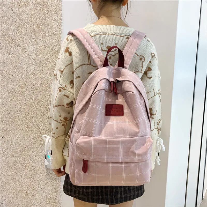 Striped Backpack for Teenage Girls School Book Bag Rucksack