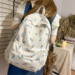 Striped Backpack for Teenage Girls School College Travel Shoulder Bag