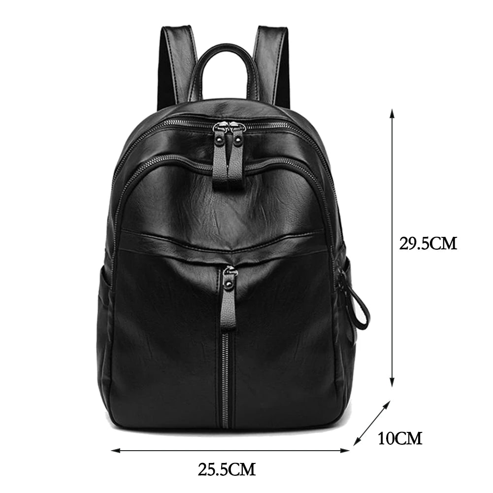 Women PU Leather Shoulder Bag Backpack Large Capacity Handbags