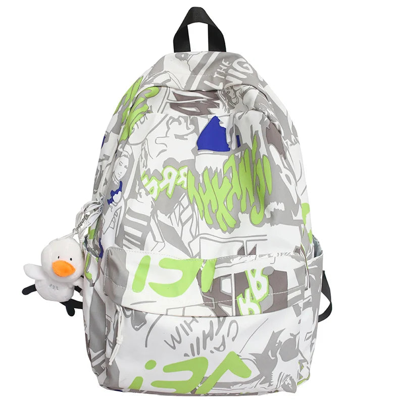 Graffiti Backpack Teen Couple Laptop Backbag Girl Student