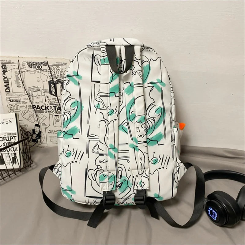 Graffiti Backpack Teen Couple Laptop Backbag Girl Student