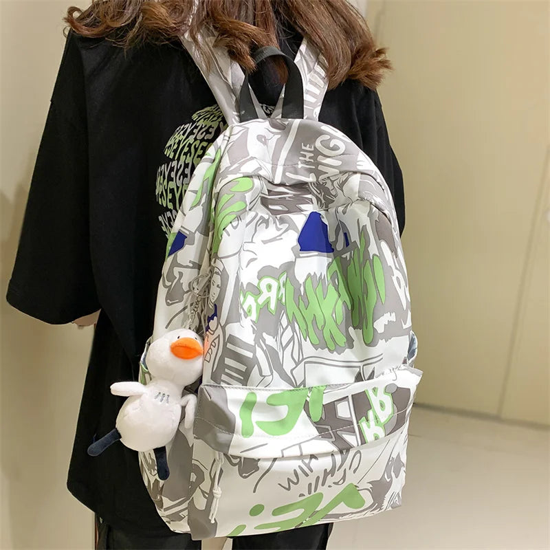 Graffiti Backpack Teen Couple Laptop Backbag Girl Student