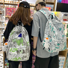 Graffiti Backpack Teen Couple Laptop Backbag Girl Student