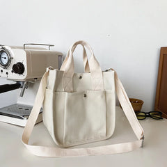 Canvas Casual Tote Student Shoulder Bag Solid Messenger Bags
