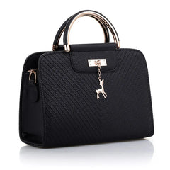 Women PU Leather Bag Shoulder Crossbody with Deer Pendant