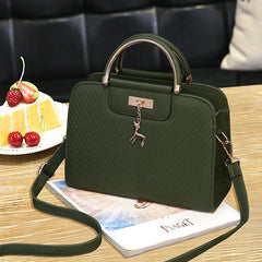 Women PU Leather Bag Shoulder Crossbody with Deer Pendant