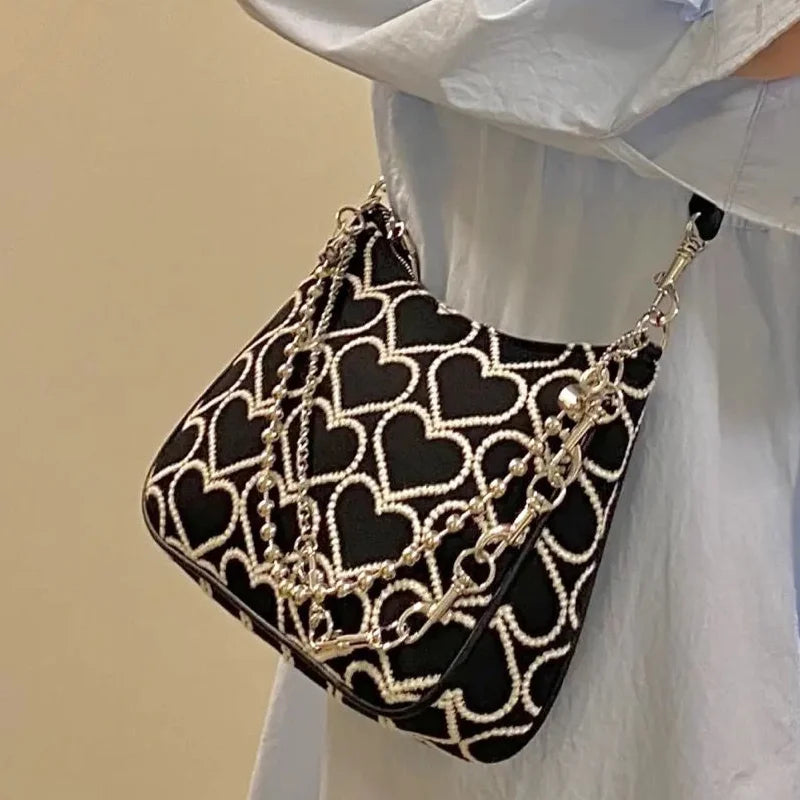 Embroidered Girl Shoulder Bag Gothic Tote Canvas Bag