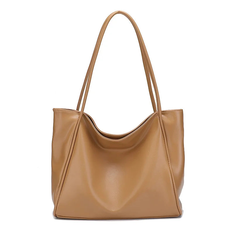 Oilskin Tote Bag Soft PU Leather Women Shoulder Bag
