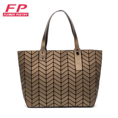 Luminous Shoulder Bag Geometric Plaid Tote Crossbody