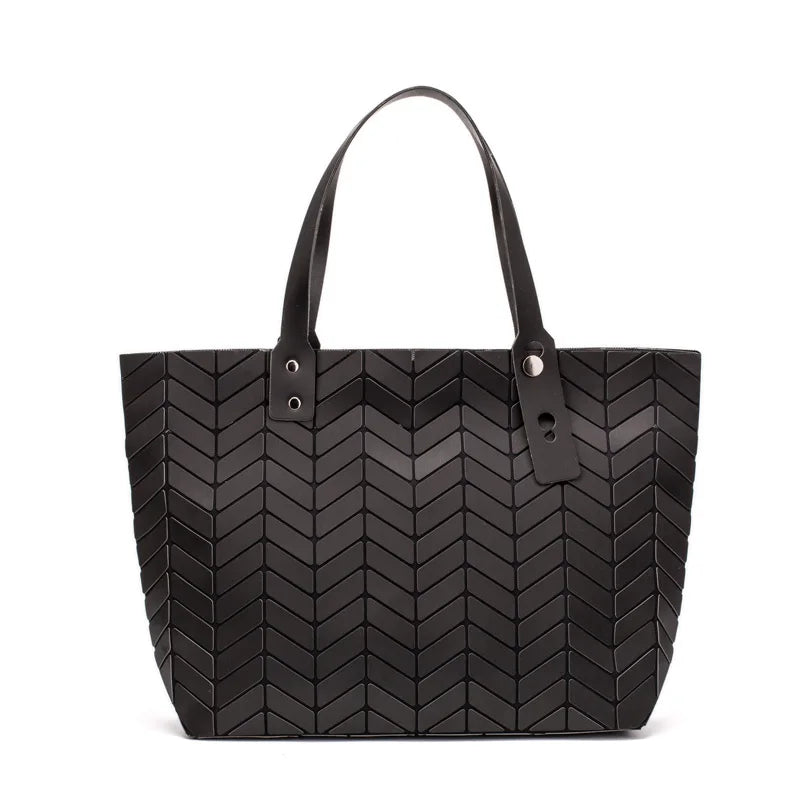 Luminous Shoulder Bag Geometric Plaid Tote Crossbody