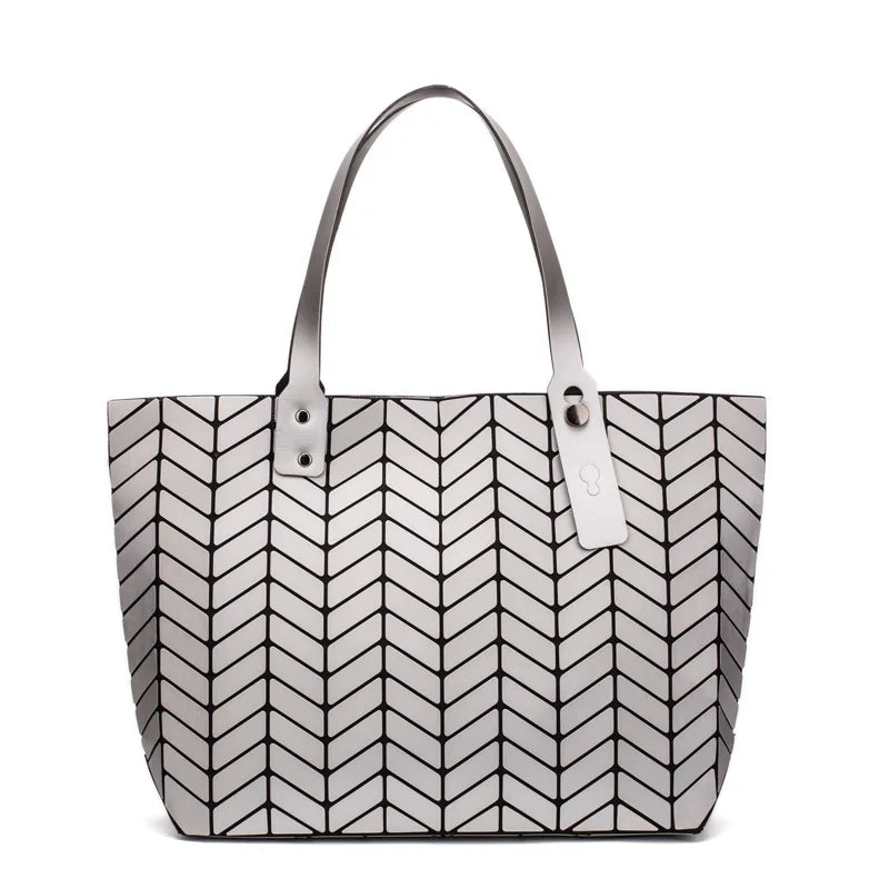 Luminous Shoulder Bag Geometric Plaid Tote Crossbody