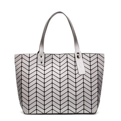Luminous Shoulder Bag Geometric Plaid Tote Crossbody