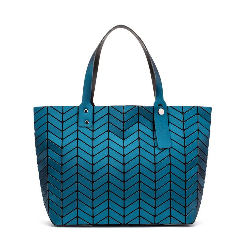 Luminous Shoulder Bag Geometric Plaid Tote Crossbody