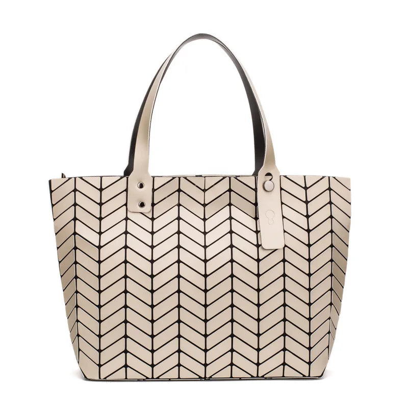 Luminous Shoulder Bag Geometric Plaid Tote Crossbody