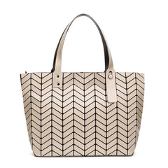 Luminous Shoulder Bag Geometric Plaid Tote Crossbody