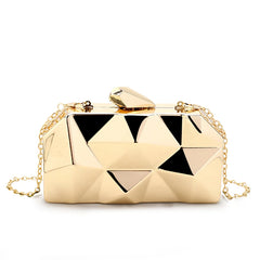 Metal Clutches Hexagon Mini Party Purse Silver Bags