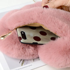 Heart-Shaped Women Handbag Fluffy Fur Crossbody Bags