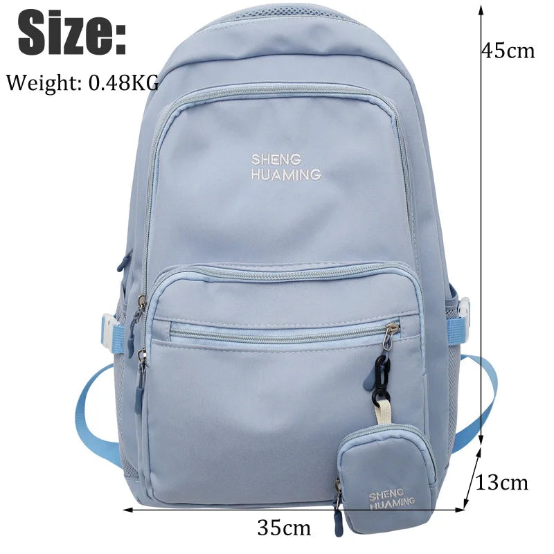 High Capacity Nylon College Set Backpack Men Women