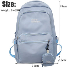High Capacity Nylon College Set Backpack Men Women