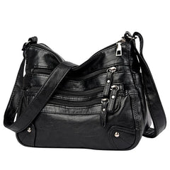 Women's Soft Leather Shoulder Bags Multi-Layer Classic Crossbody Bag