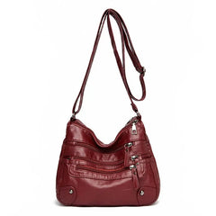 Women's Soft Leather Shoulder Bags Multi-Layer Classic Crossbody Bag