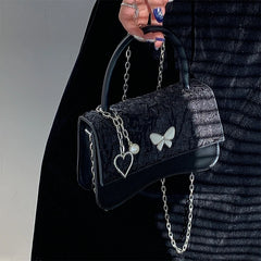High Sense Pu Shoulder Bag for Women Chain Butterfly Small Square Bag
