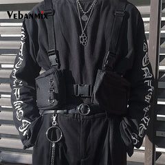 Hip Hop Streetwear Men Tactical Chest Rig Multi-pockets Waistcoat Chest Bag Vest