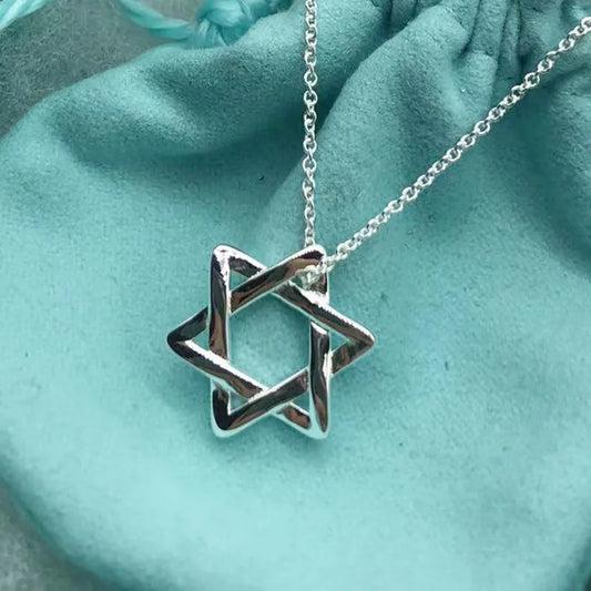 Sterling Silver Star of David Necklace 925 Silver Jewelry