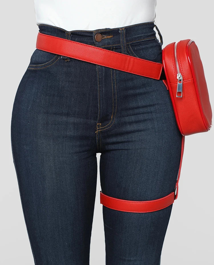 Hot Stylish Women Waist Leg Belt Leather Bag Fanny Pack For Hiking