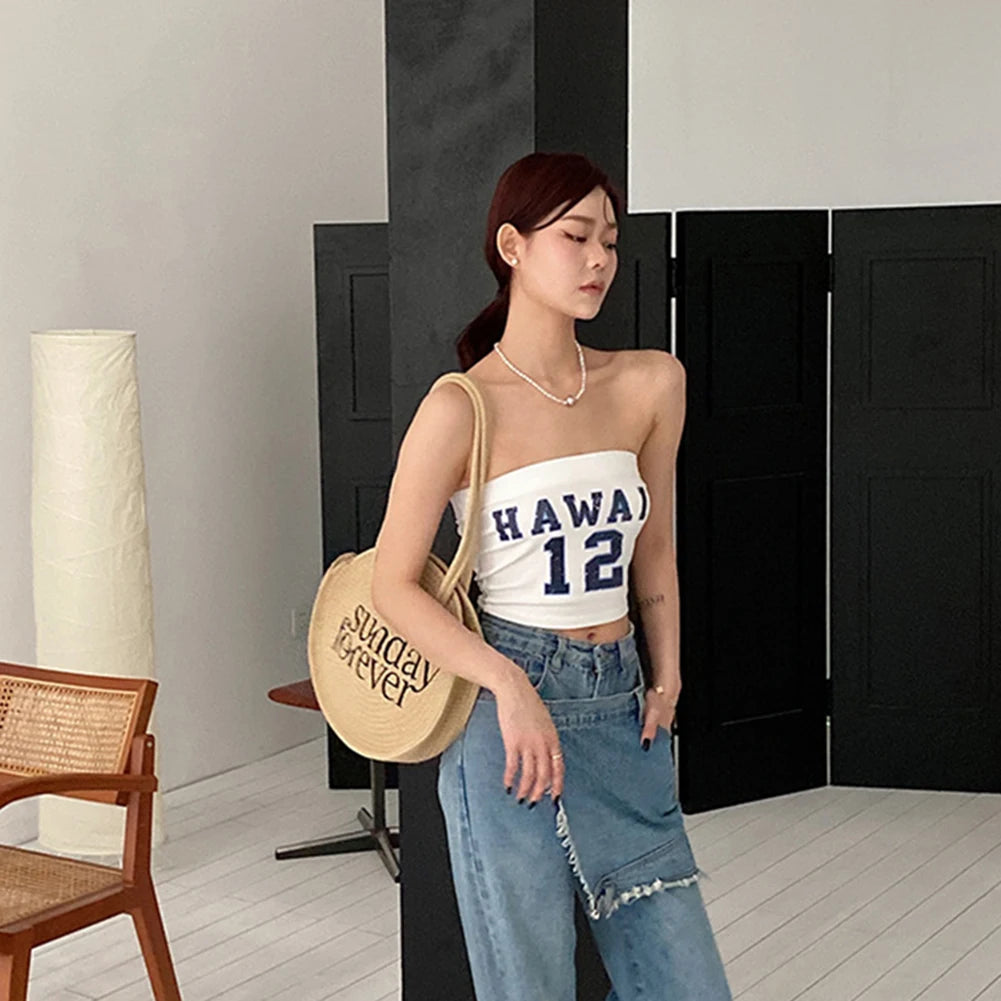 Round Letter Women Straw Shoulder Bag for Traveling HandBag
