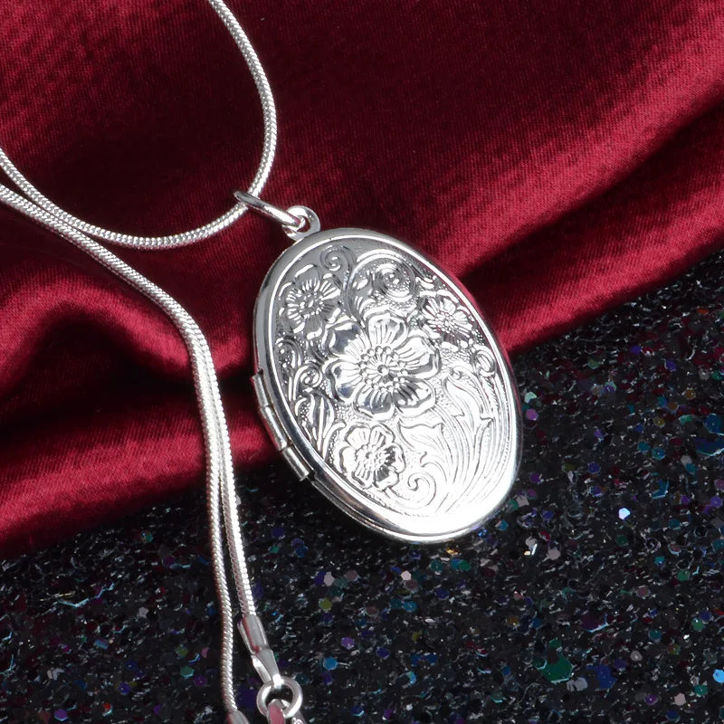925 Silver Egg-Shaped Pendant Necklace Men & Women Charm Jewelry